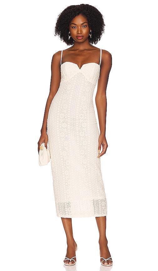 L'Academie Maxime Midi Dress in Cream. Product Image