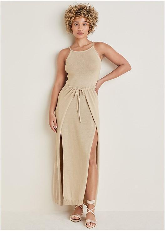 High Slit Sweater Maxi Dress Product Image