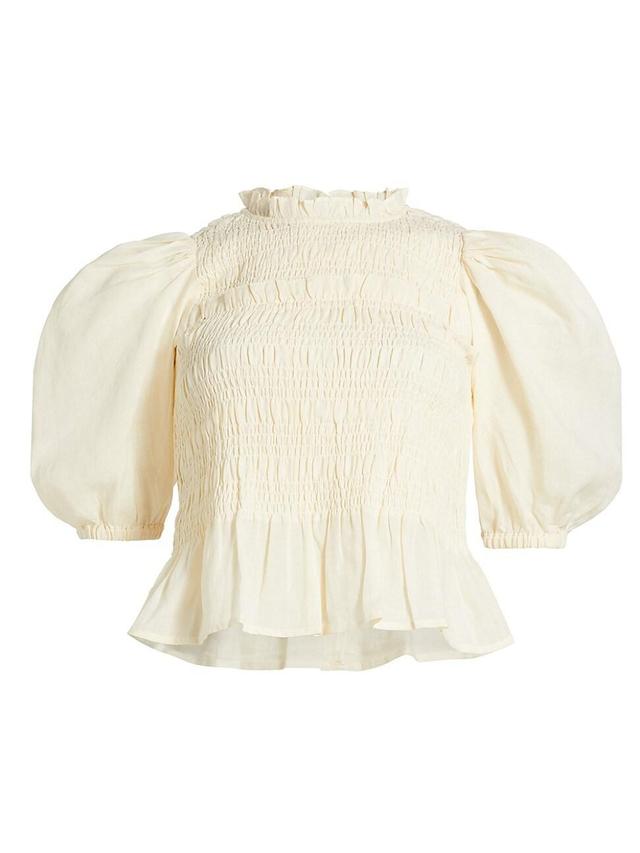 Womens Cole Smocked Puff-Sleeve Top Product Image