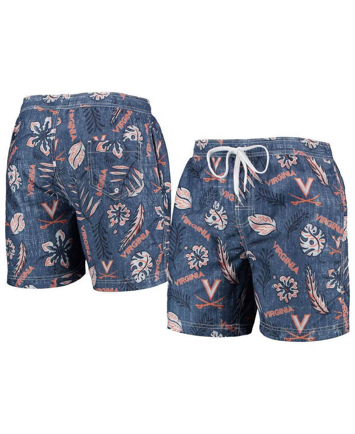 Mens Wes & Willy Virginia Cavaliers Vintage Floral Swim Trunks Blue Product Image