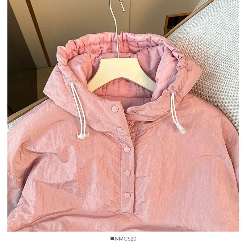 Oversized Drawstring-Hem Hooded Puffer Jacket Product Image