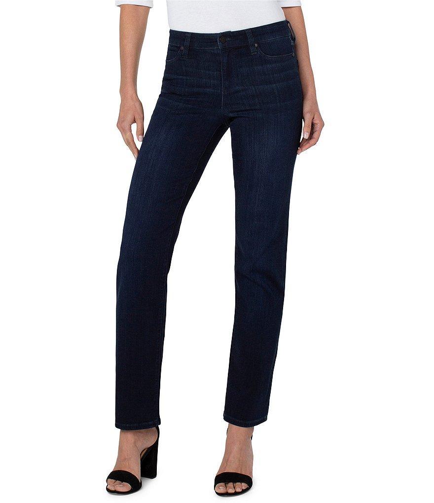 Liverpool Los Angeles Petite Size Kennedy Silky Stretch Straight Leg Mid Rise Denim Jeans Product Image