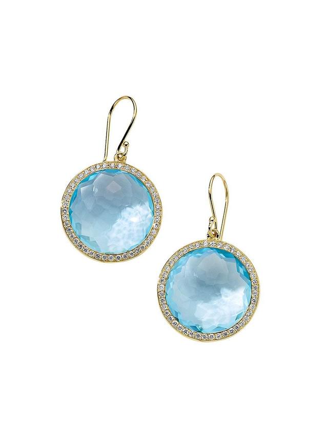 Womens Lollipop 18K Yellow Gold, Blue Topaz & 0.66 TCW Diamond Drop Earrings Product Image