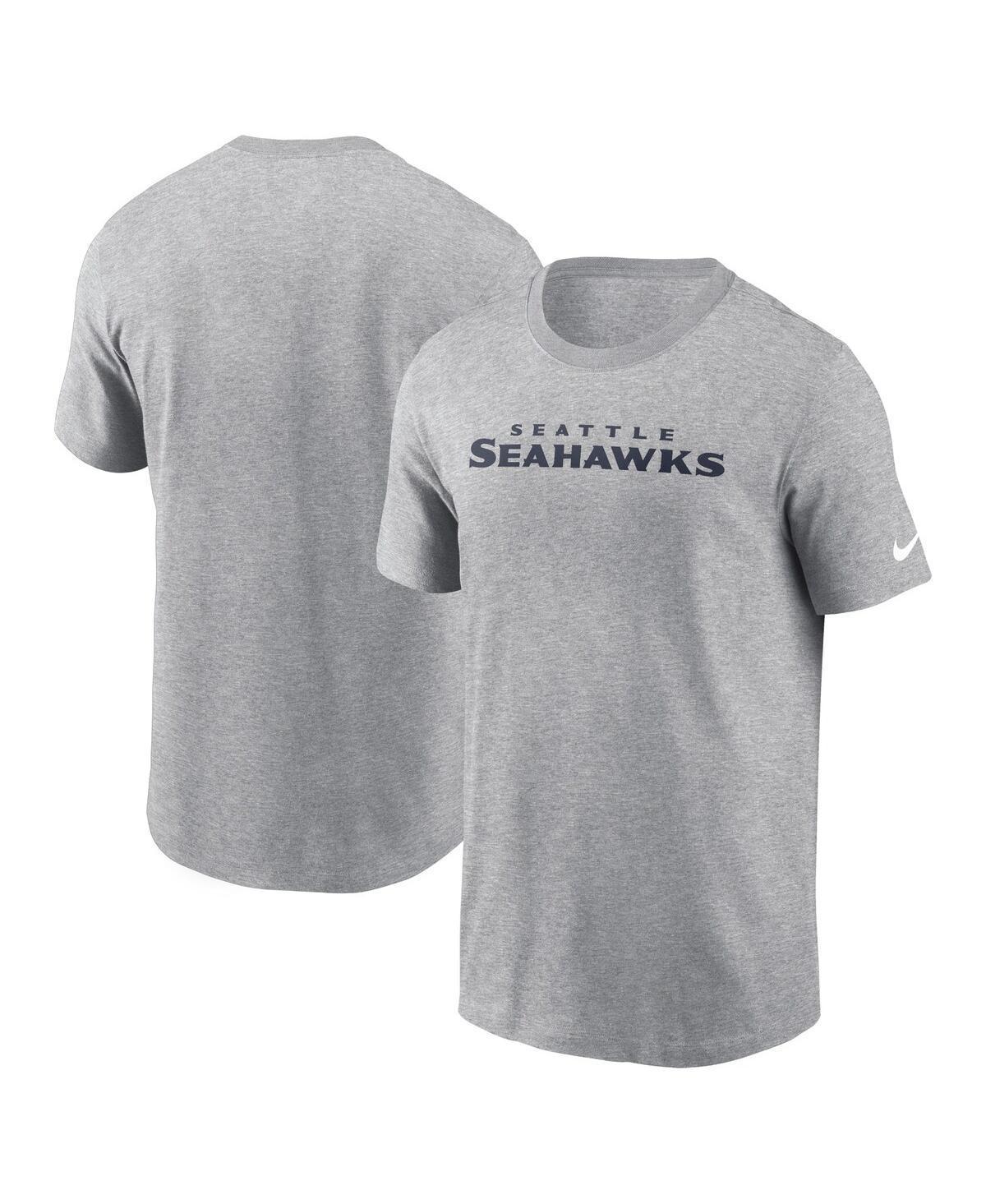 Nike Mens Heather Gray Seattle Seahawks Primetime Wordmark Essential T-Shirt Product Image