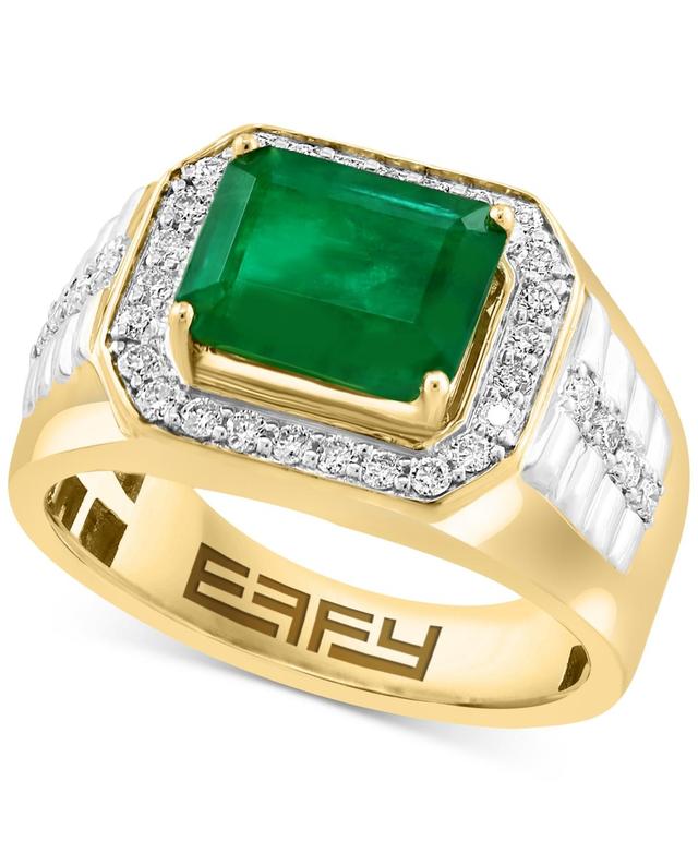 Effy Limited Edition Mens Emerald (3 ct. t.w.) & Diamond (1/2 ct. t.w.) Ring in 14k Gold Product Image