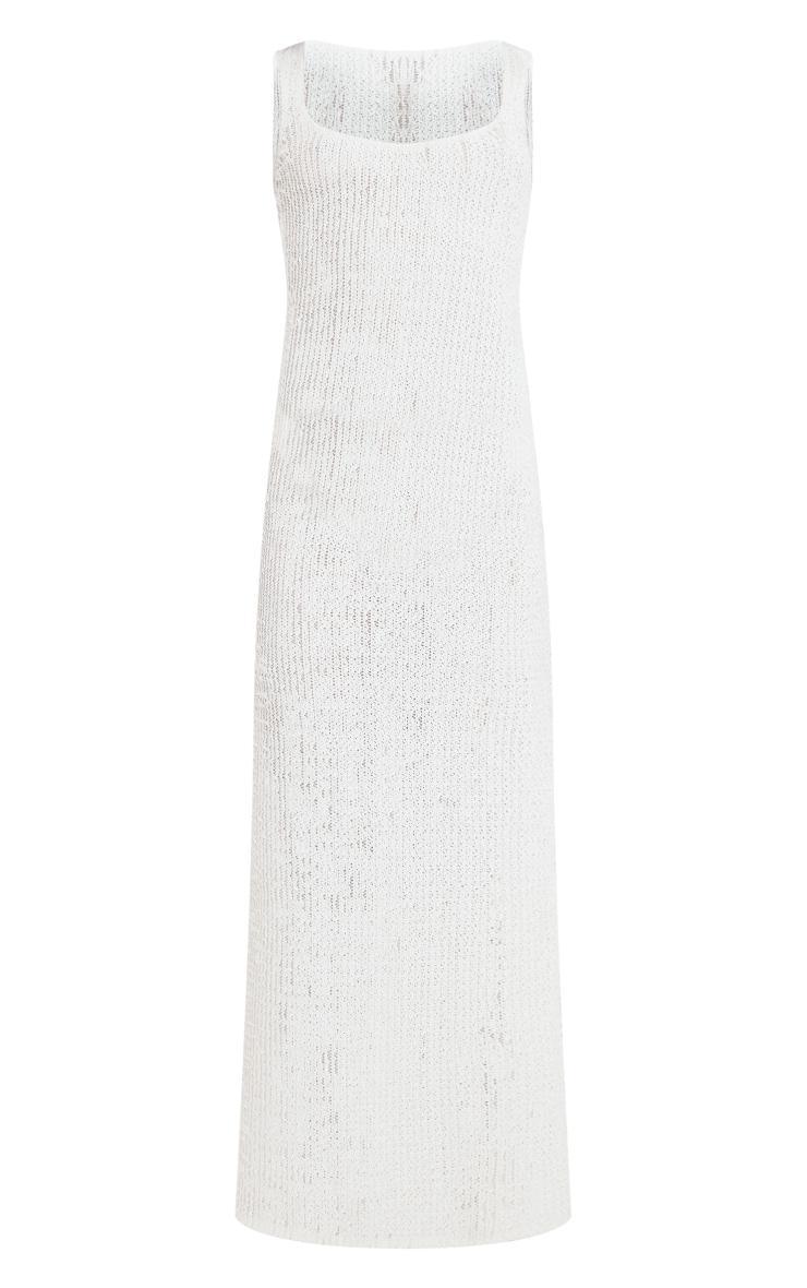 Cream Textured Scoop Neck Maxi Dress Product Image