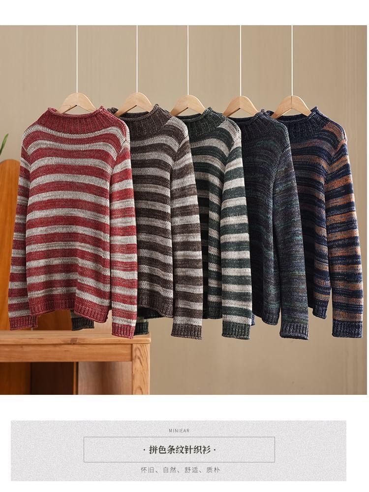 Mock Neck Striped Sweater Product Image