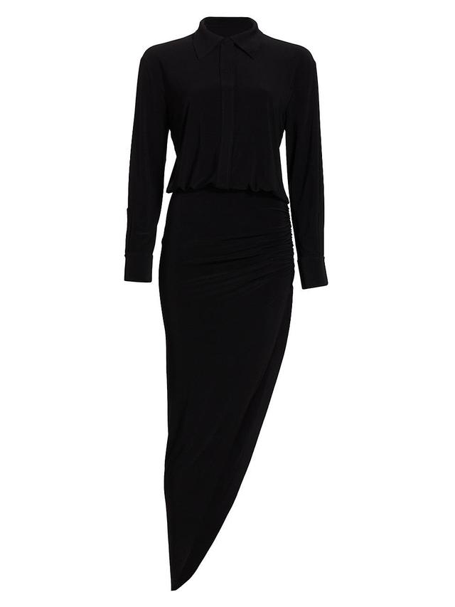 Womens Side Drape Asymmetric Midi-Dress Product Image