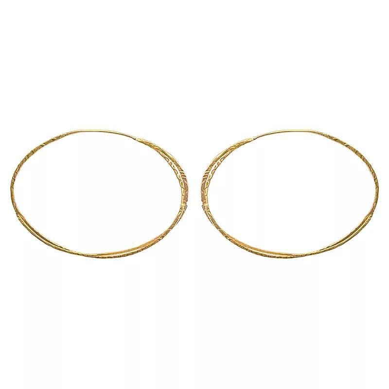 Emberly Gold Tone Large Hammered Criss Cross Hoop Earrings, Womens Product Image