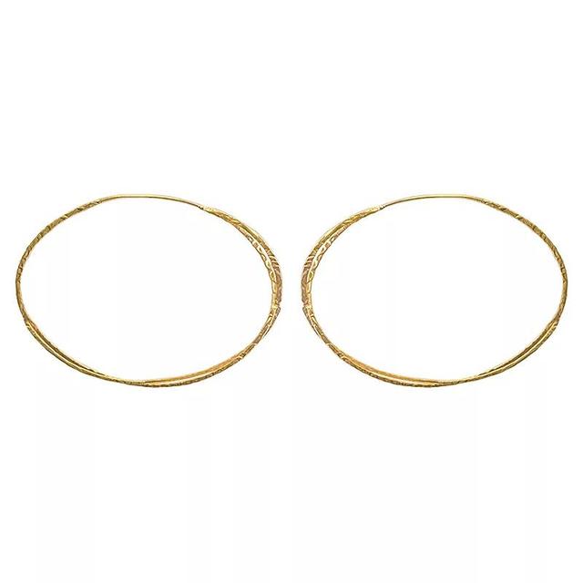 Emberly Gold Tone Large Hammered Criss Cross Hoop Earrings, Womens Product Image