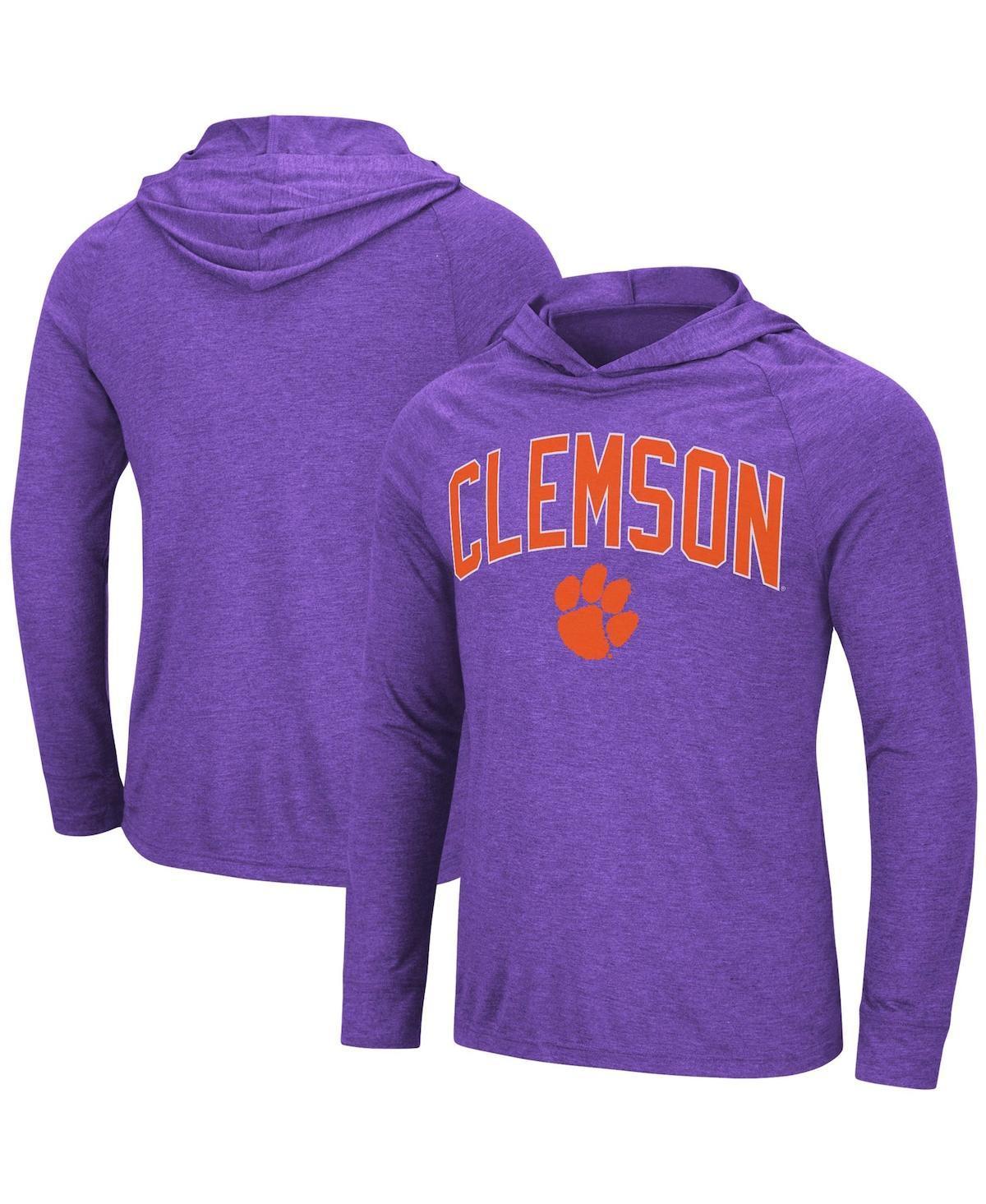 Mens Colosseum Heathered Purple Clemson Tigers Big and Tall Wingman Raglan Hoodie T-shirt Product Image