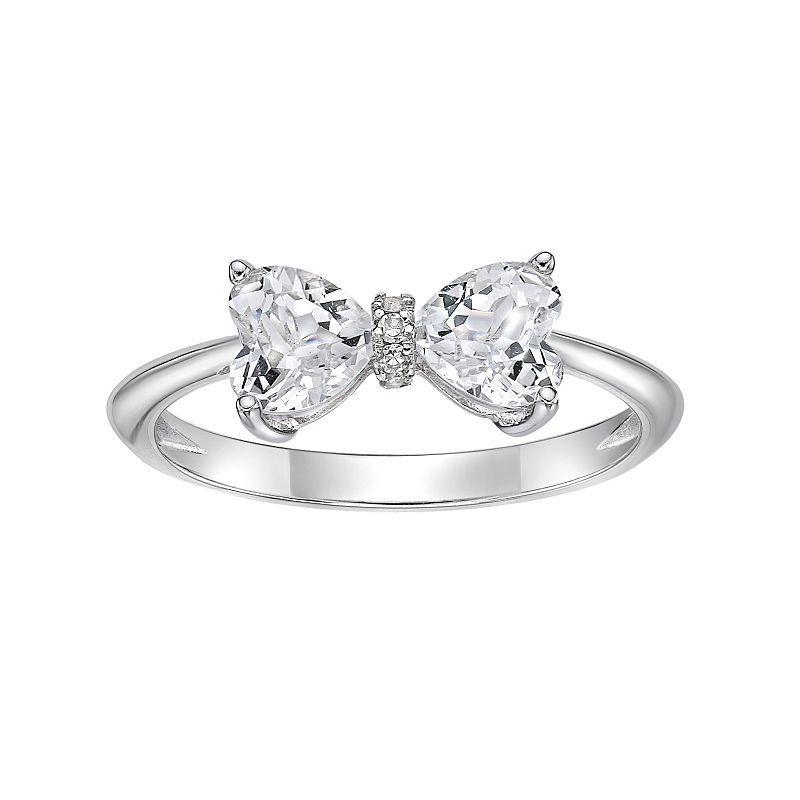 Gemminded Sterling Silver Heart-Shaped White Topaz & Diamond Accented Ring, Womens Product Image