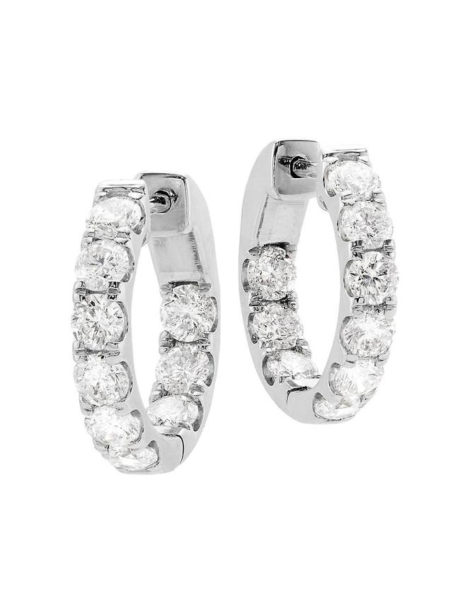 Womens 14K White Gold & 2 TCW Diamond Hoops Product Image