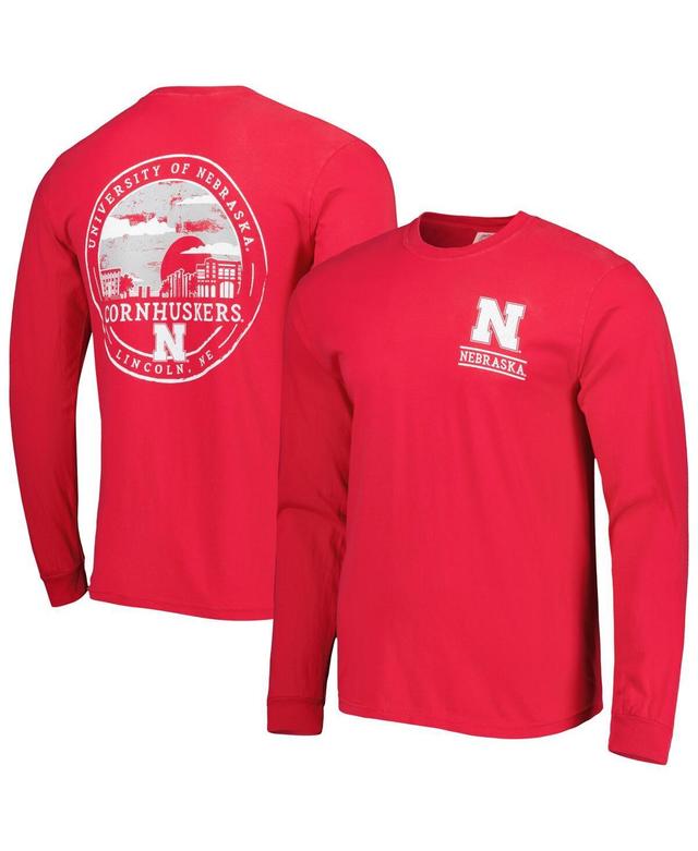 Mens Scarlet Nebraska Huskers Circle Campus Scene Long Sleeve T-Shirt Product Image