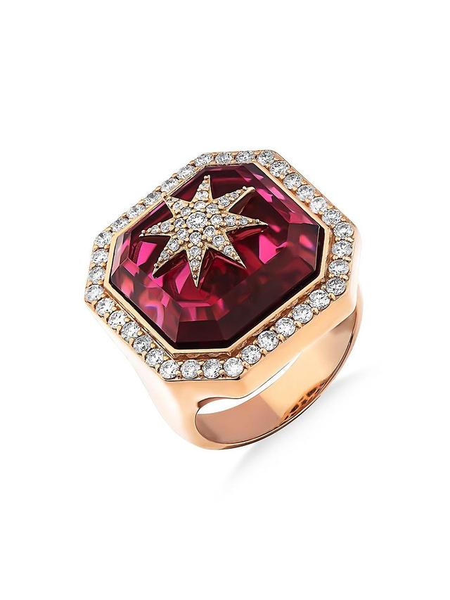 Womens Star Light Venus 18K Rose Gold, Diamond & Tourmaline Star Ring Product Image