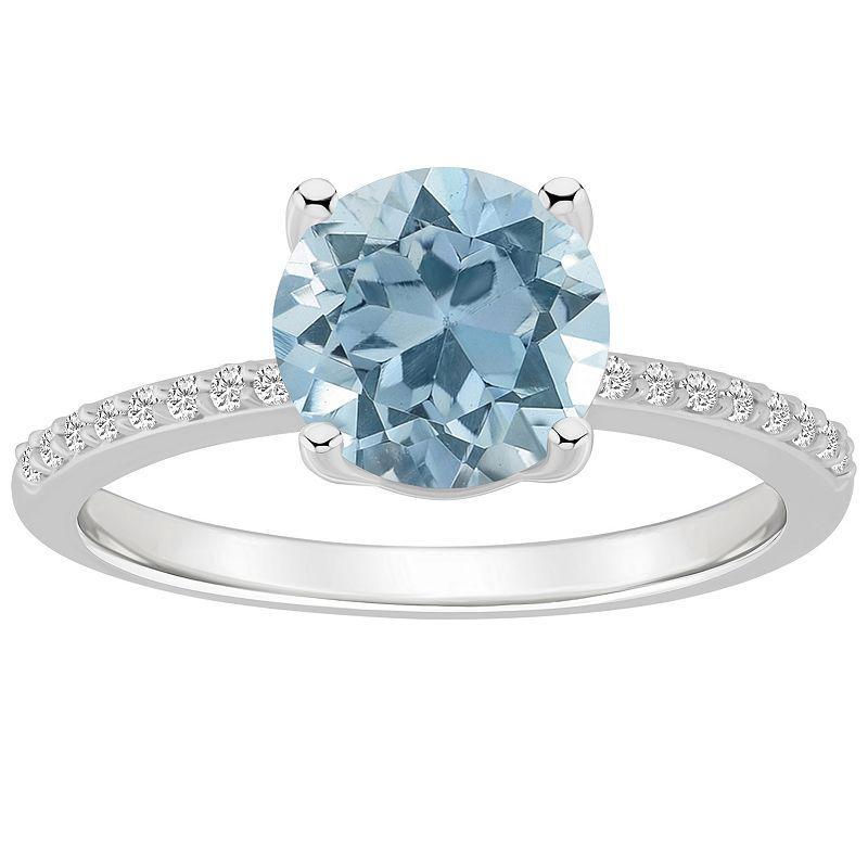 Alyson Layne 14k White Gold Round Sky Blue Topaz & 1/10 Carat T.W. Diamond Ring, Womens Product Image