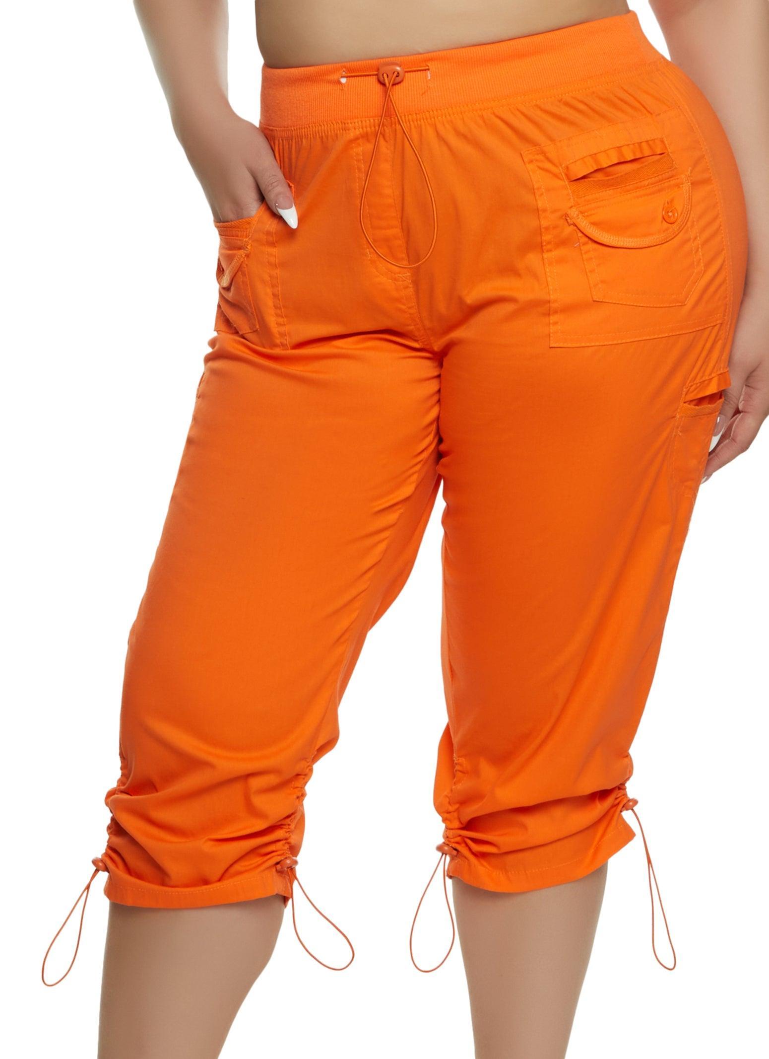 Womens Plus Size Poplin Toggle Drawstring Hem Capris Product Image