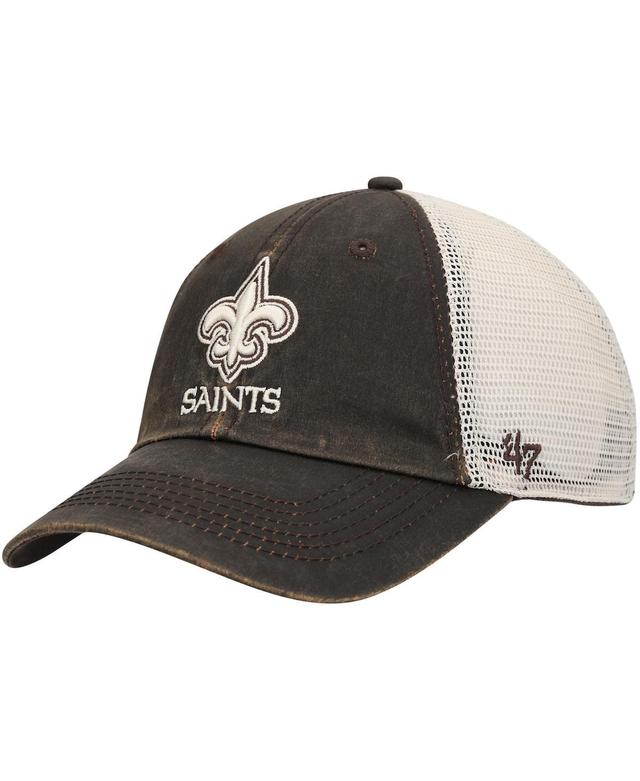 Mens 47 Brown/Natural Atlanta Falcons Oil Cloth Trucker Clean Up Adjustable Hat Product Image