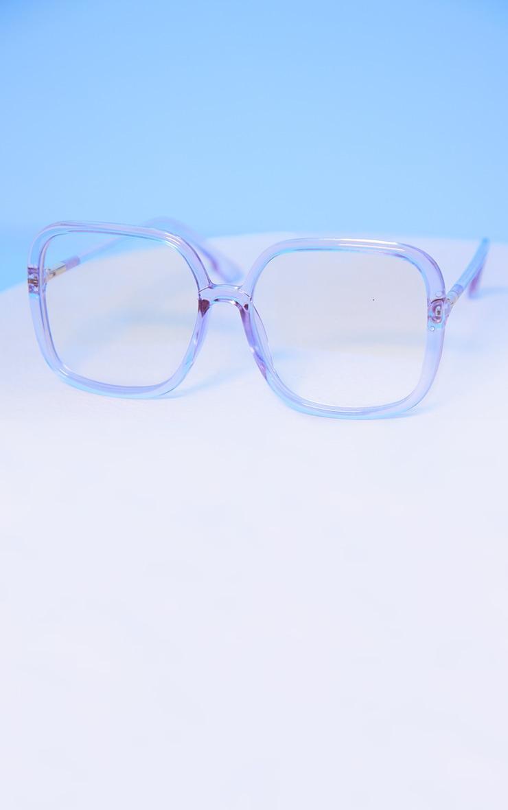 Lilac Oversized Clear Square Frame Blue Light Reader Glasses Product Image