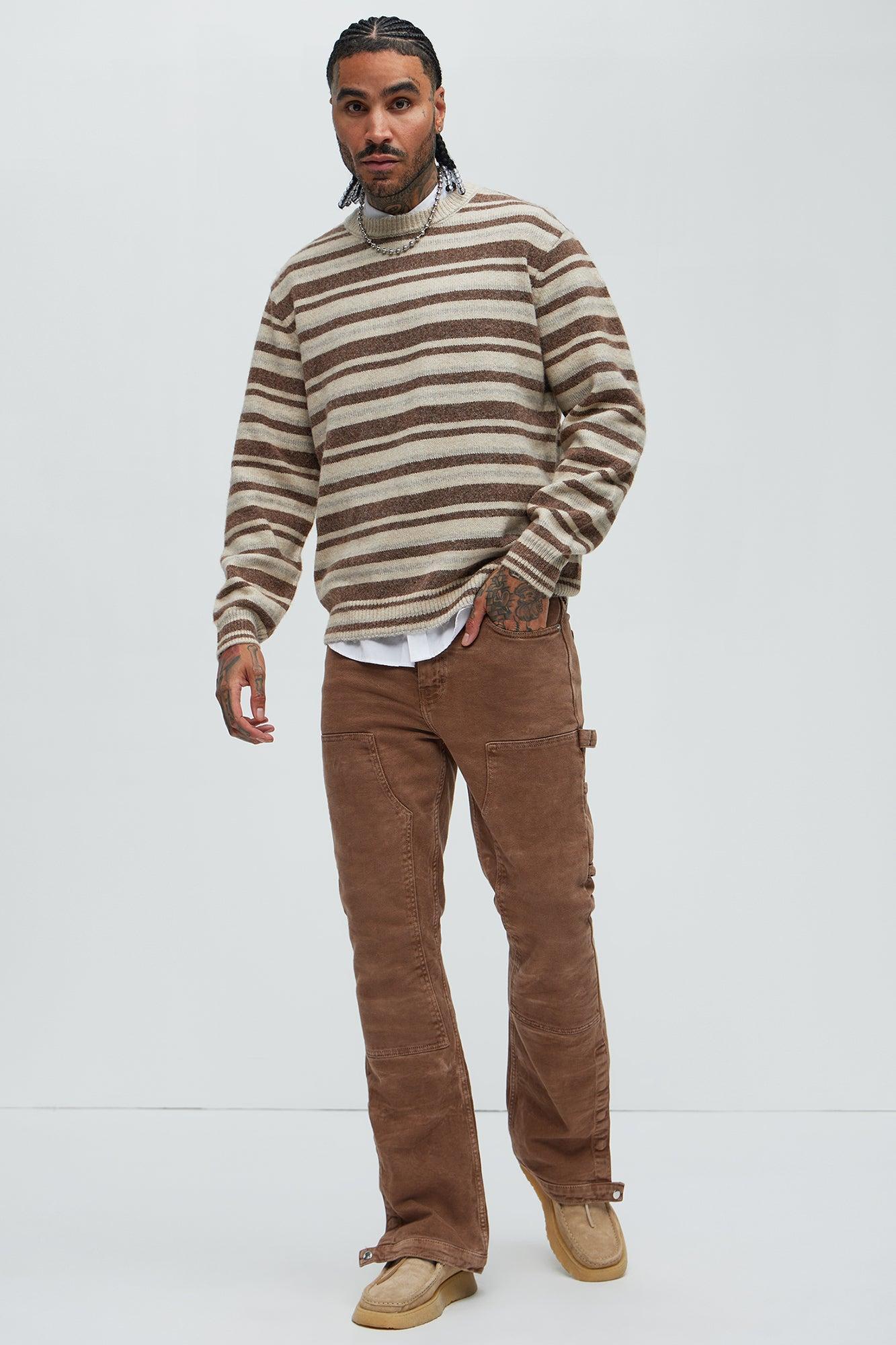 Lookin For Attention Striped Sweater - Brown/combo Product Image