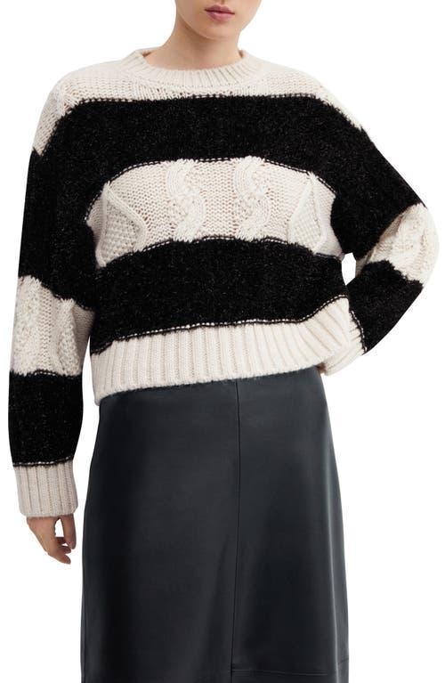 MANGO - Knitted braided stripes sweater off whiteWomen Product Image