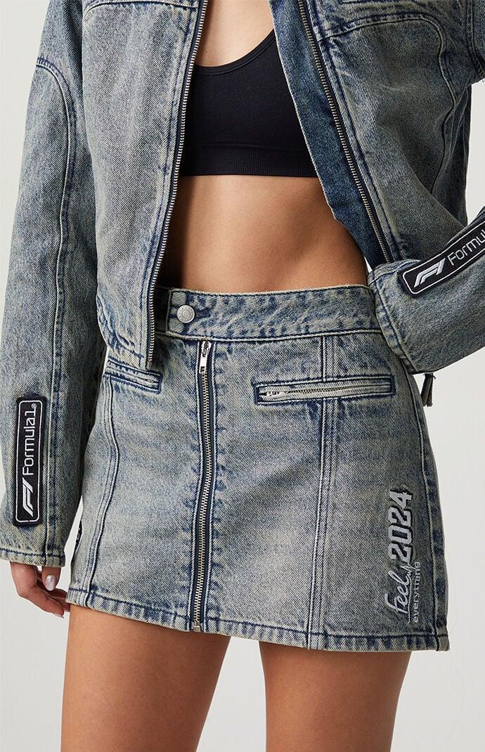 F1 Women's x PacSun Zip Denim Mini Skirt Product Image