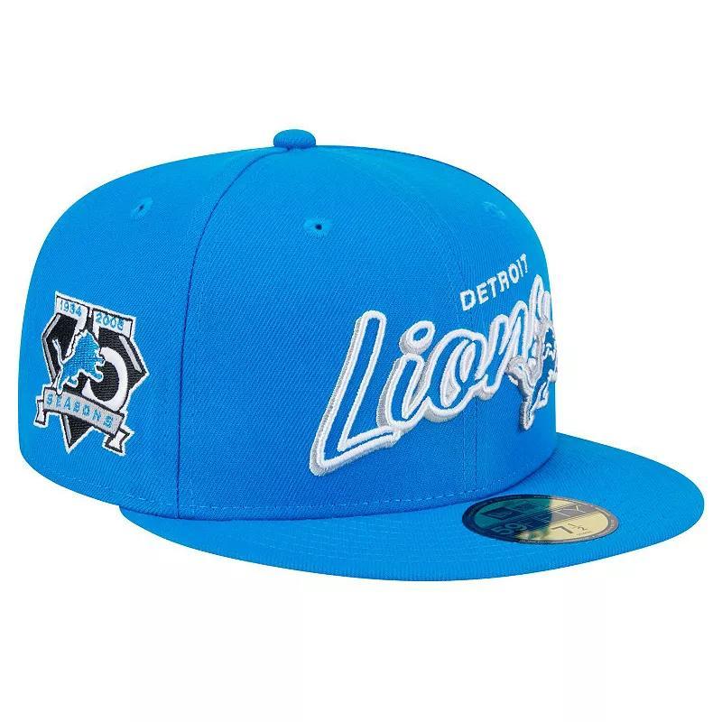 Mens New Era Detroit Lions Script Sided 59FIFTY Fitted Hat Product Image