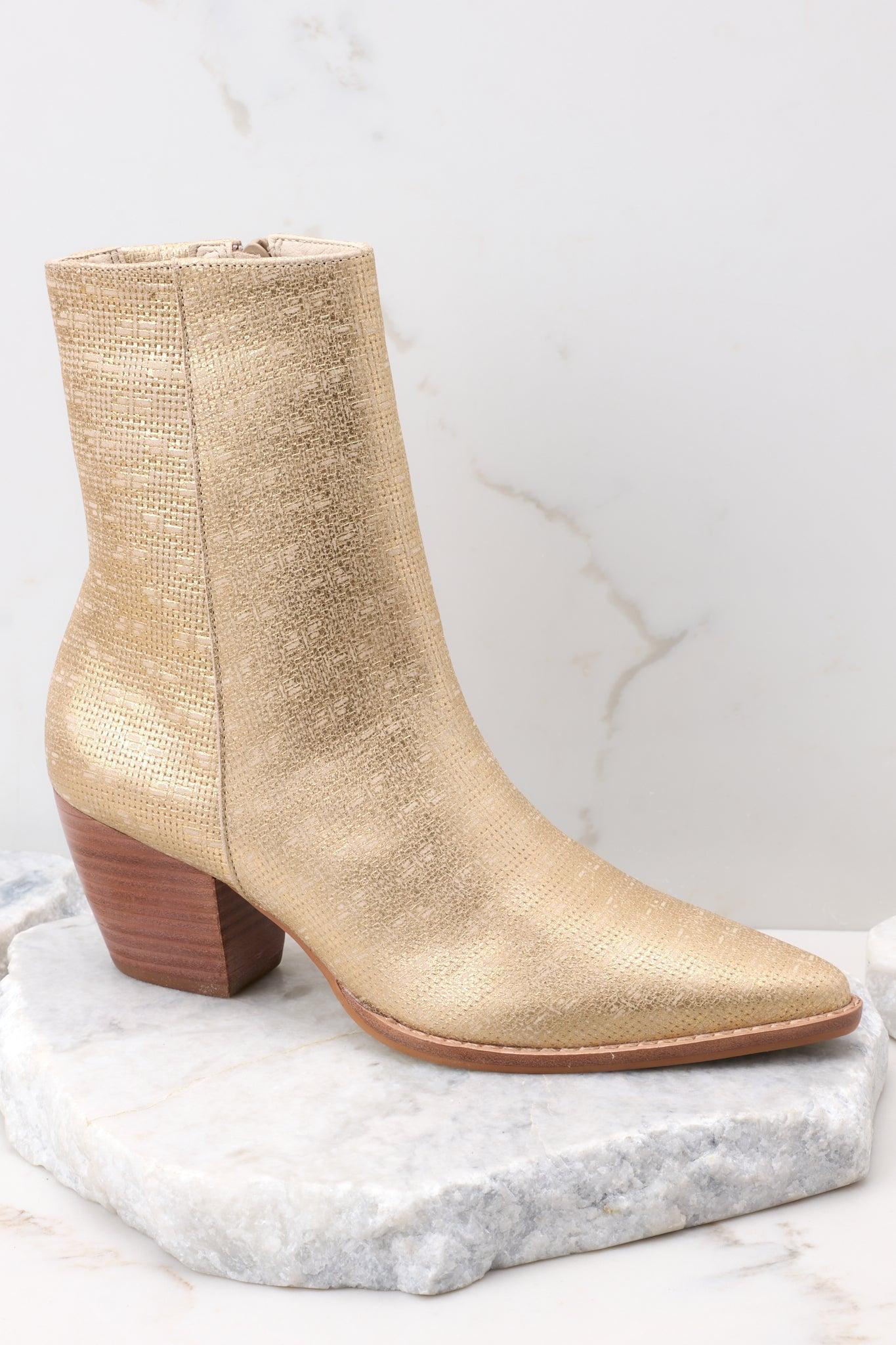 Caty Gold Weave Ankle Boots Product Image