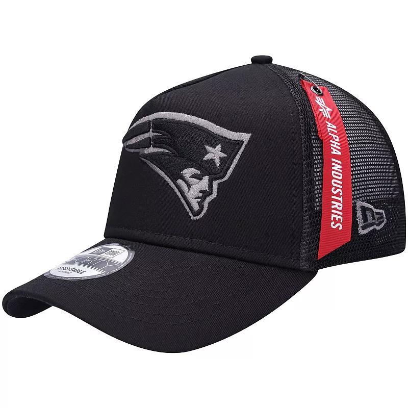 Mens New Era x Alpha Industries New England Patriots A-Frame 9FORTY Trucker Snapback Hat Product Image