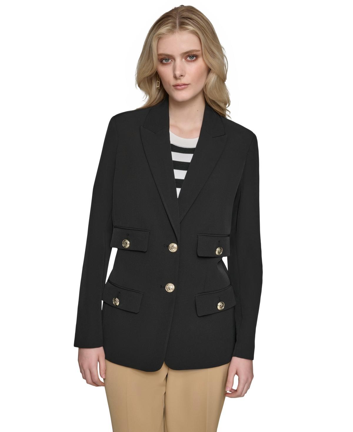 Karl Lagerfeld Womens Two-Button Notched-Collar Blazer Product Image