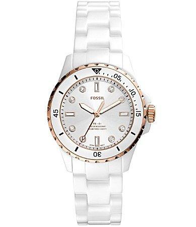 Fossil Womens FB-01 Analog White Ceramic Bracelet Watch Product Image