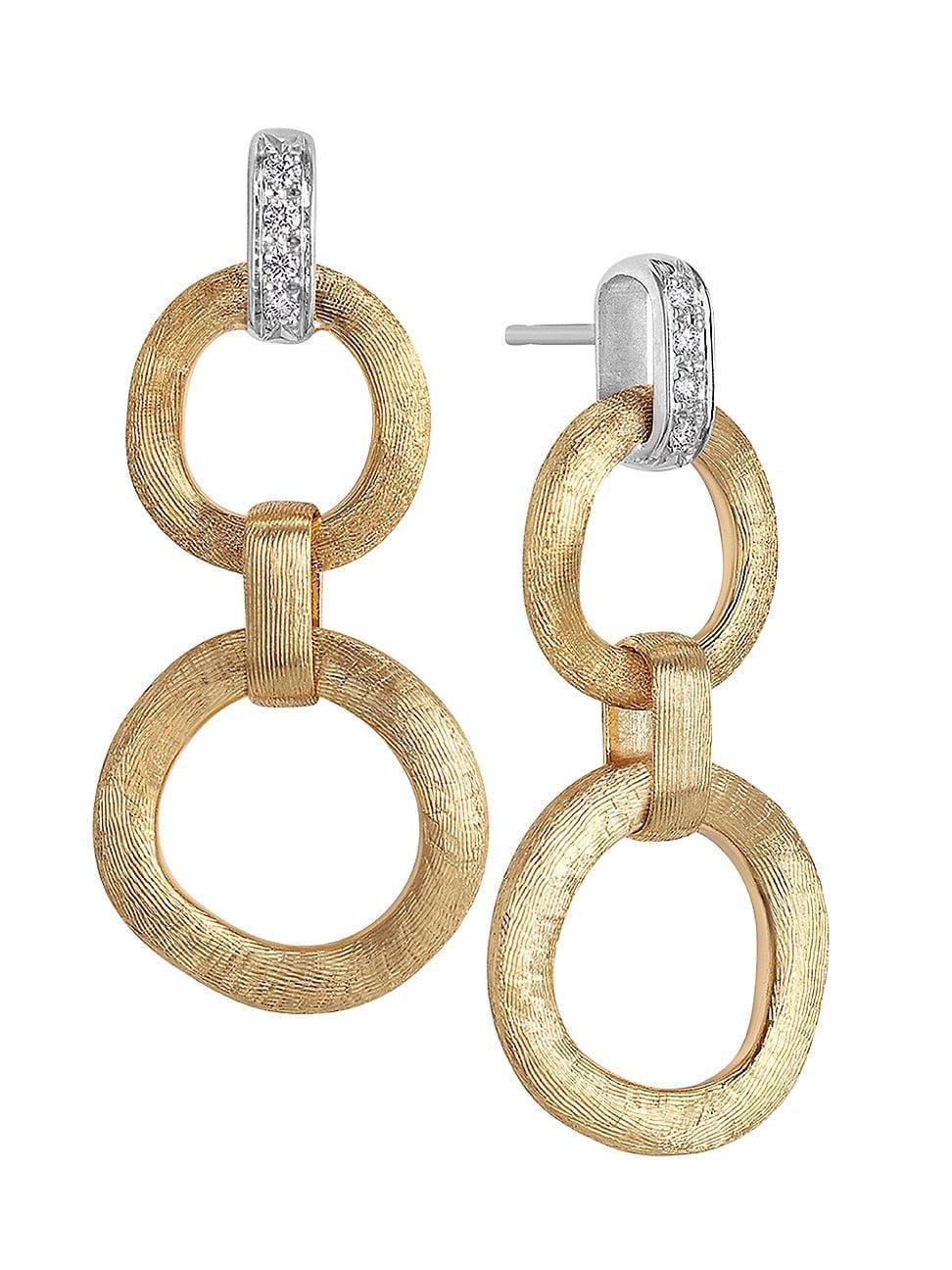 Womens Jaipur Two-Tone 18K Gold & Diamond Double-Drop Earrings Product Image