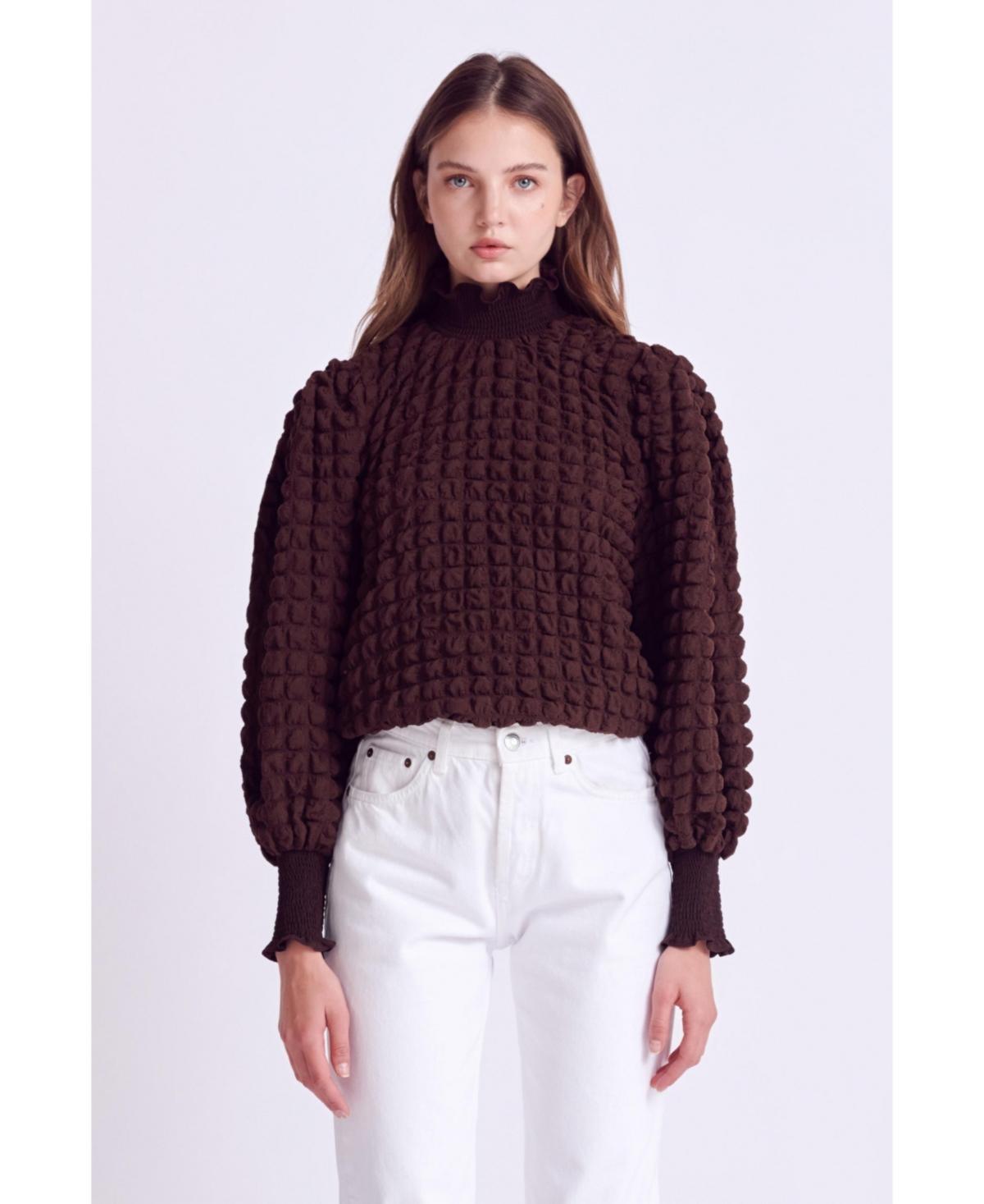 Endless Rose Smocked Turtleneck Top Product Image