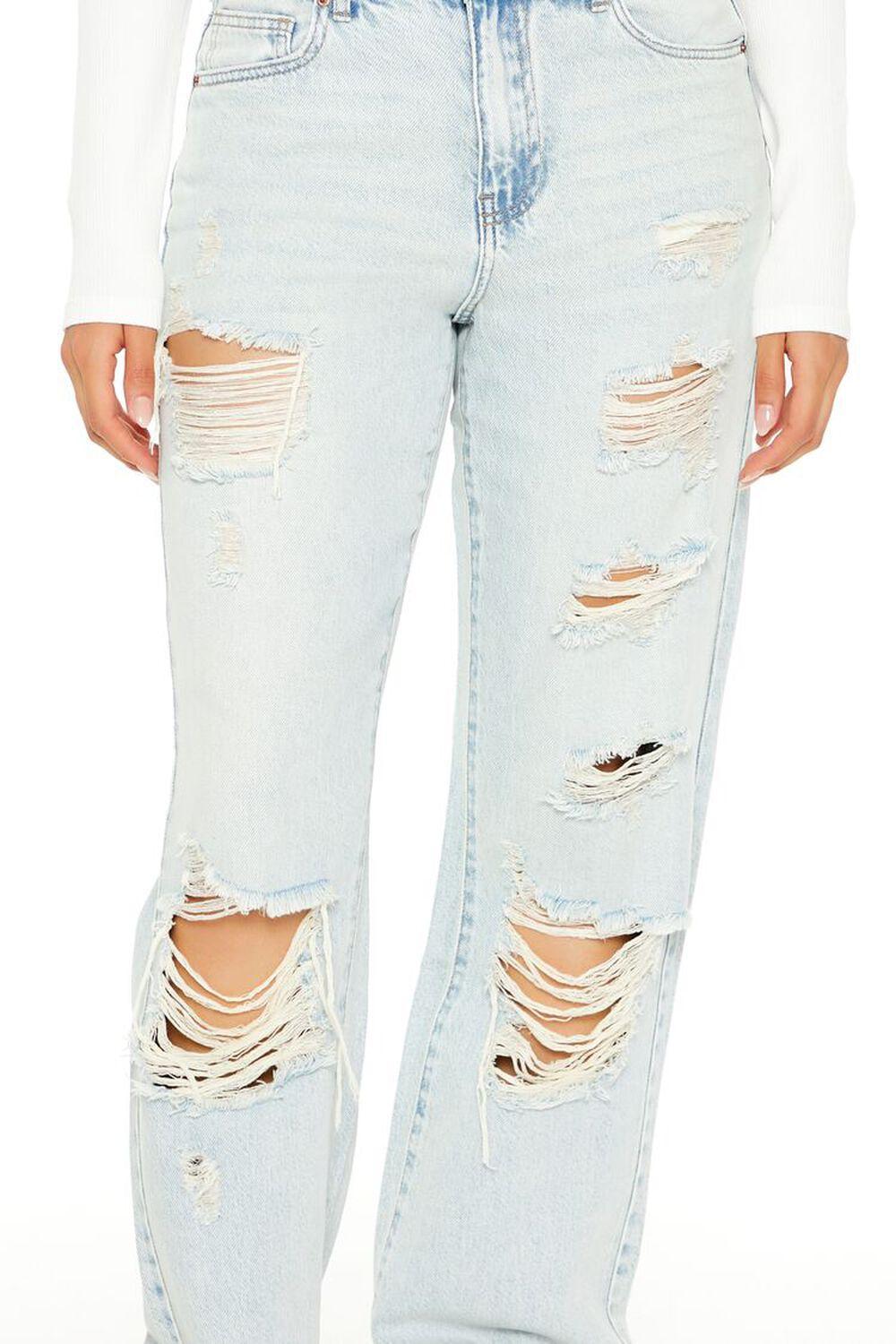 Destroyed High-Rise Straight Jeans | Forever 21 Product Image