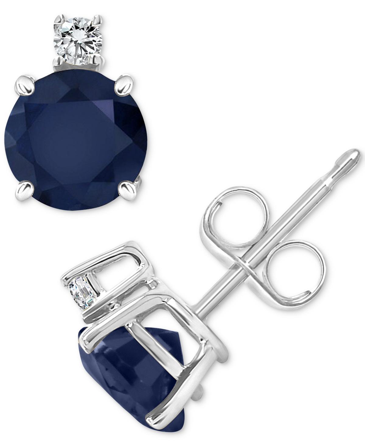 Sapphire (1-1/3 ct. t.w.) & Diamond Accent Stud Earrings in 14k White Gold (Also in Emerald & Ruby) Product Image