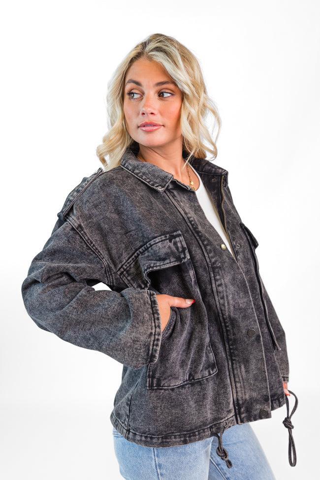 Mandie Washed Black Denim Jacket FINAL SALE Product Image