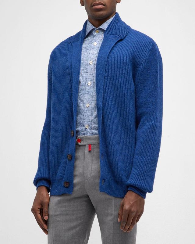 Mens Ribbed Cashmere Cardigan Sweater Product Image