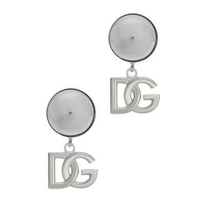 Clip-on Earrings With Dg Logo In Silver Palladium Product Image