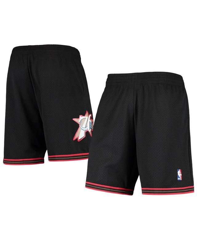 Mens Mitchell & Ness Black Philadelphia 76ers Primary Team Logo Hardwood Classics Swingman Shorts Product Image