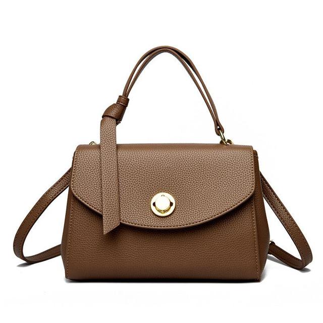 Top Handle Faux Leather Flap Crossbody Bag Product Image