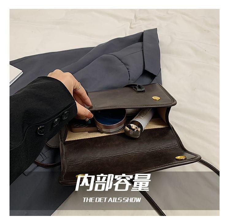 Faux Leather Flap Tote Bag With Card Holder Product Image