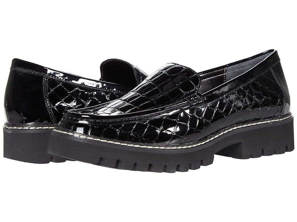 Donald Pliner Hope Crocodile Embossed Patent Leather Lug Sole Platform Loafers Product Image