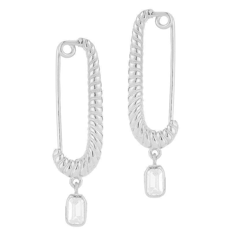 Sunkissed Sterling Cubic Zirconia Twist Link Drop Earrings, Womens, Silver Tone Product Image