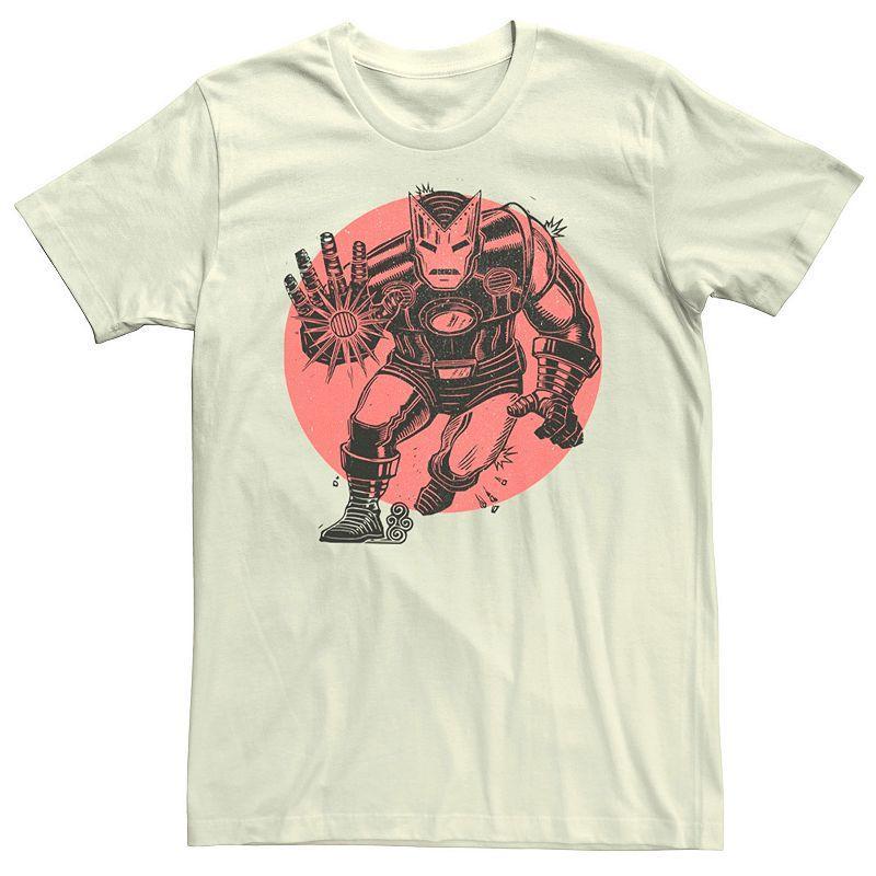 Mens Marvel Iron Man Retro Red Sun Tee Grey Product Image