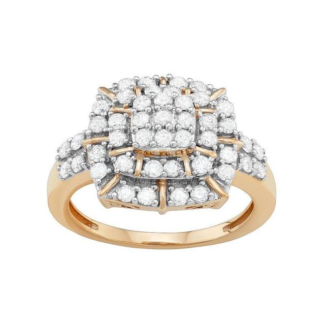 Jewelexcess 10k Gold 1 Carat T.W. Diamond Cluster Ring, Womens Product Image