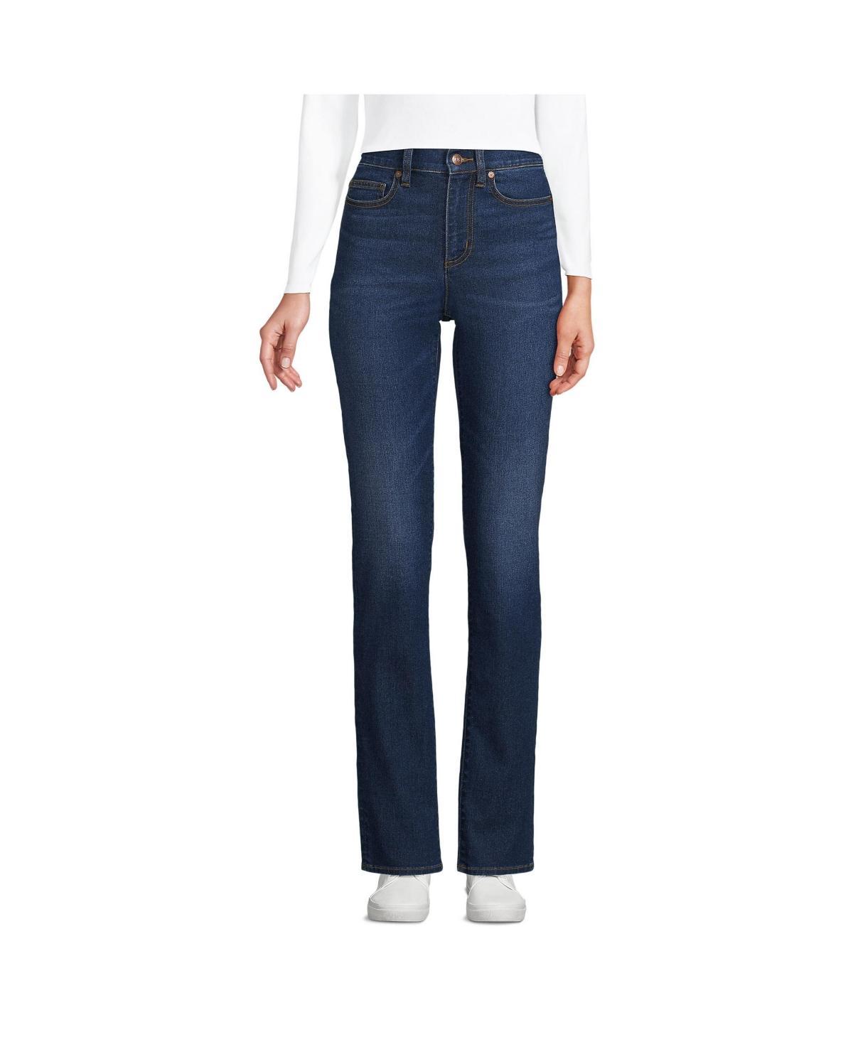 Womens Tall Lands End Recover High-Rise Straight-Leg Jeans Blue Product Image