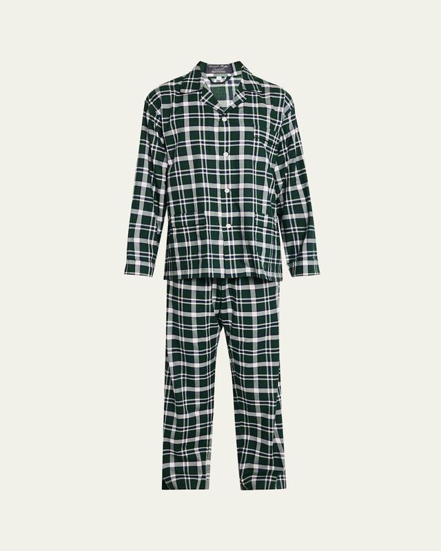 Mens Cotton Plaid Long Pajama Set Product Image