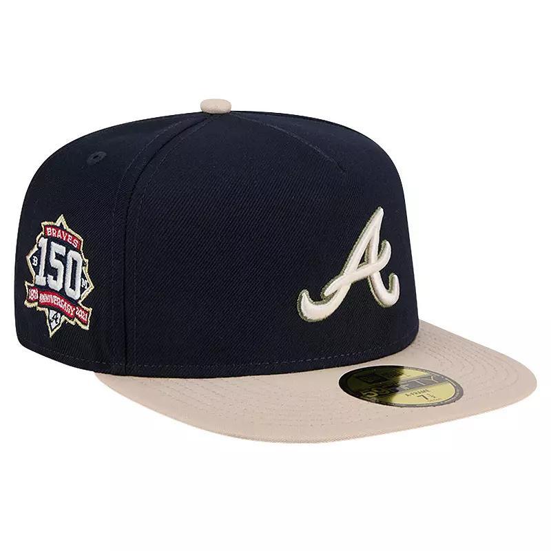 Mens New Era Atlanta Braves Canvas A-Frame 59FIFTY Fitted Hat Blue Product Image