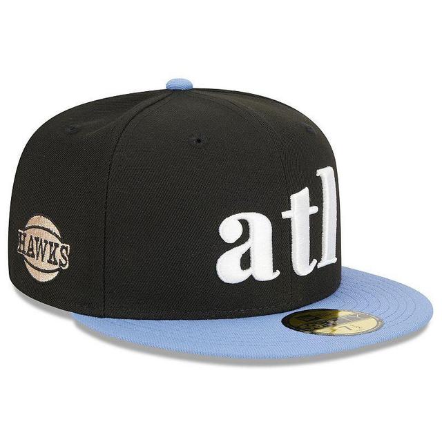 Mens New Era Black/Light Blue Atlanta Hawks 2023/24 City Edition 59FIFTY Fitted Hat Product Image