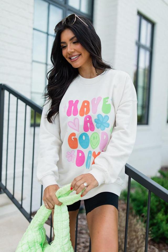 Have A Good Day Cream Oversized Graphic Sweatshirt Product Image